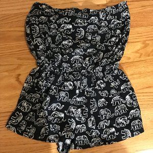 F21 STRAPLESS ELEPHANT PRINT ROMPER